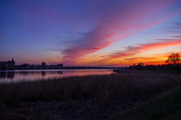 Sunset at Rostock City Skyline, Germany