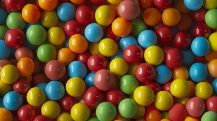 Obraz premium Colorful Gumball Close-Up Macrophotography Of Candy Spheres Filling The Frame For Playful Nostalgic Sweet Display
