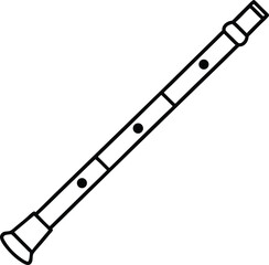 Detailed Indian bamboo flute bansuri in clean line format