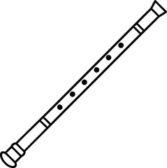 Minimal black outline vector of Indian folk bansuri flute