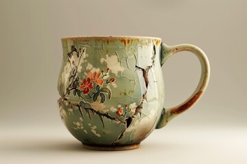 high definition view of Ceramic mug with broken handle