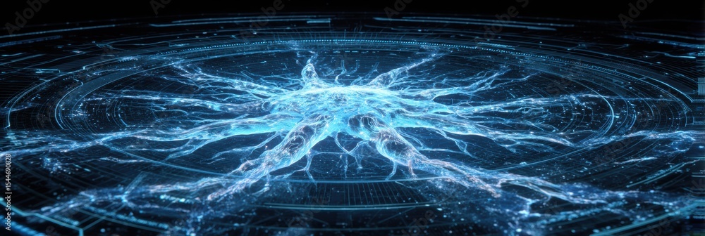 Poster Cyber-style Holographic Interface Displays Detailed Map of the Nervous System for Advanced Analysis and Visualization