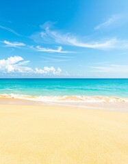 Obraz premium tropical beach with blue sky, rural landscape with blue sky and white clouds.