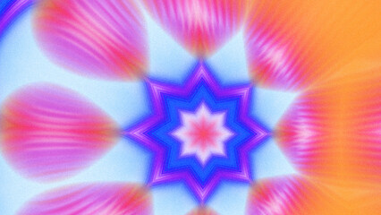 Abstract Radiant Burst with Soft Grain Texture, Symmetrical Glow Pattern in Psychedelic Style,...