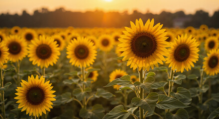 Obraz premium Sunflowers in Backlight with Warm Blur