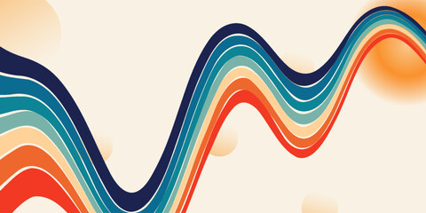 Retro abstract colorful wave contempory background