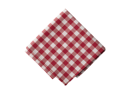 Red and White Checkered Gingham Napkin Fabric Texture isolated on transparent background Perfect for Design Projects