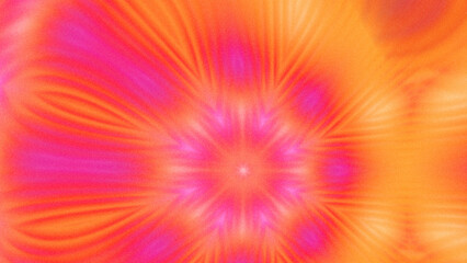 Abstract Radiant Burst with Soft Grain Texture, Symmetrical Glow Pattern in Psychedelic Style,...