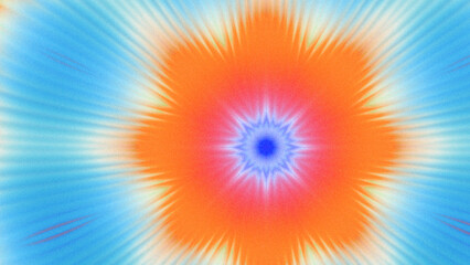 Abstract Radiant Burst with Soft Grain Texture, Symmetrical Glow Pattern in Psychedelic Style, Radiating Circular Abstract with Subtle Noise, Kaleidoscopic Starburst with Gradient Flow