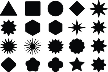 Collection of Basic Geometric Shapes and Stars  Vector art of a collection of various geometric shapes isolated on white background