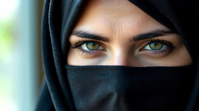 Woman in niqabs portrait highlighting expression