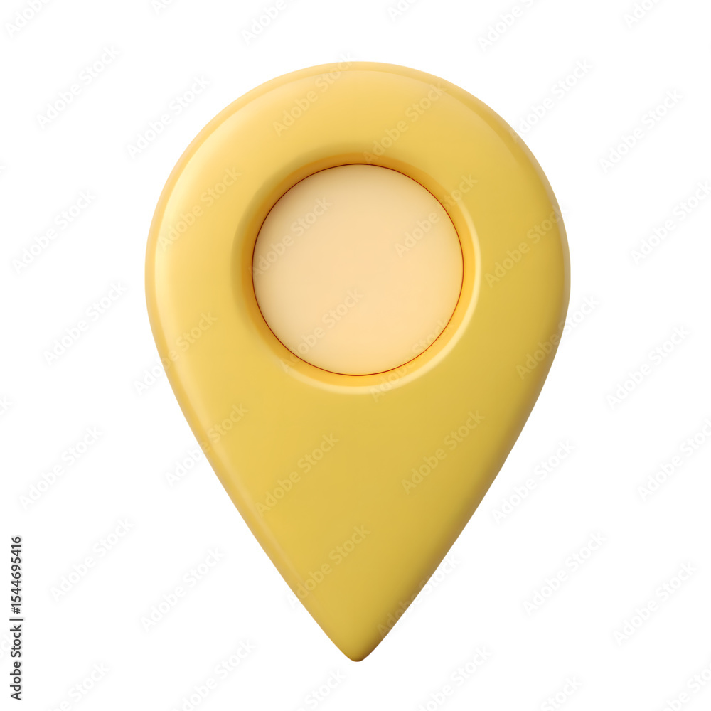 Poster yellow 3d map pointer icon isolated on transparent background
