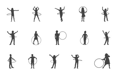 Hula hoop silhouette, Hula hoop svg, Hola hoop child svg, Hola hoop child silhouette, Hula hoop vector, Hula hoop girl svg.   © DesignLands 