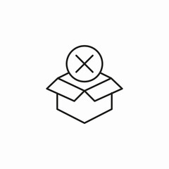 unboxing cancelled item icon sign vector