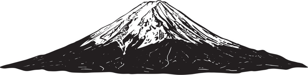 Fototapeta premium Black and White Illustration of Mount Fuji in Japan: A Minimalis