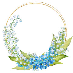 Circle floral with golden frame