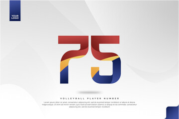 Modern Gradient Sport Number 75 Design for Volleyball Jersey on Minimal White Background