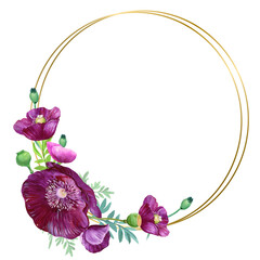 Circle floral with golden frame