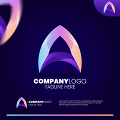 Abstract initial letter A gradient logo design