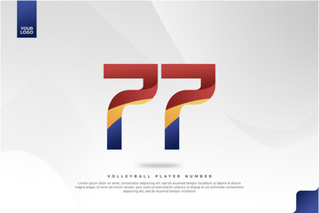 Modern Gradient Sport Number 77 Design for Volleyball Jersey on Minimal White Background