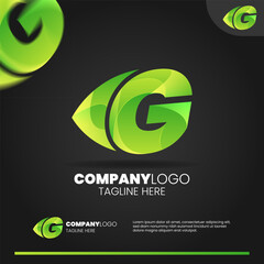 Abstract initial letter G green gradient logo design