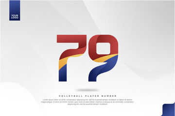 Modern Gradient Sport Number 79 Design for Volleyball Jersey on Minimal White Background