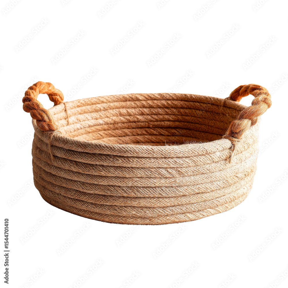Poster natural woven basket with handles, perfect for storage and organization. its rustic design adds char