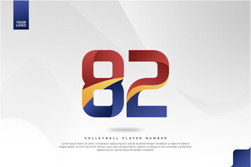 Modern Gradient Sport Number 82 Design for Volleyball Jersey on Minimal White Background