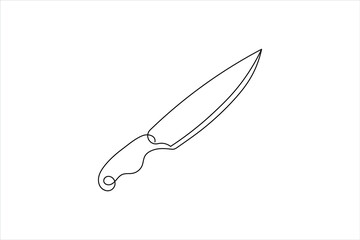 Fork and knife in continuous line art style Line drawing silhouette of cutlery Vector illustration design

