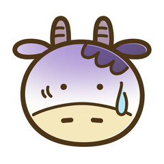 Cute Cow Emoji – Anxious Face Expression of Ushiko