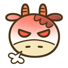 Cute Cow Emoji – Angry Face Expression of Ushiko