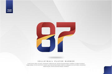 Modern Gradient Sport Number 87 Design for Volleyball Jersey on Minimal White Background