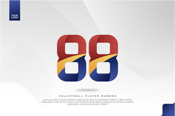 Modern Gradient Sport Number 88 Design for Volleyball Jersey on Minimal White Background
