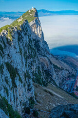 Iconic View of the Rock of Gibraltar Above the Clouds