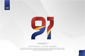 Modern Gradient Sport Number 91 Design for Volleyball Jersey on Minimal White Background