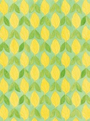 Repeating Pattern of Yellow Leaves on a Light Green Background