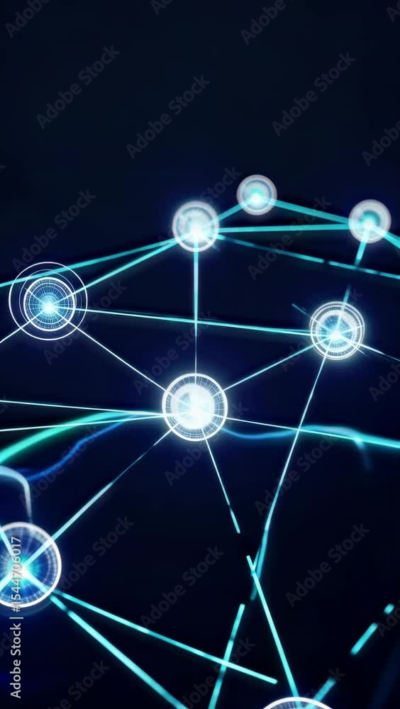 Poster digital network connections with glowing nodes and lines in futuristic design
