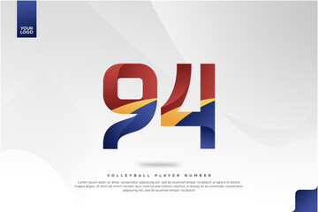 Modern Gradient Sport Number 94 Design for Volleyball Jersey on Minimal White Background