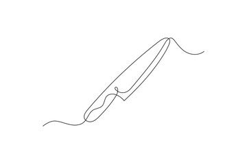 Fork and knife in continuous line art style Line drawing silhouette of cutlery Vector illustration design

