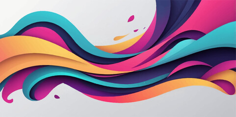 Abstract colourful wave vector illustration background with a vibrant rainbow curve pattern