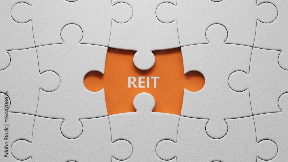 Poster word reit on the white puzzle pieces with missing pieces with copy space.close up of the white puzzl