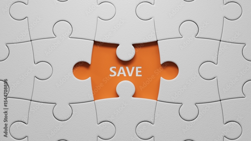 Poster symbol for saving or spending money. dice form the word 