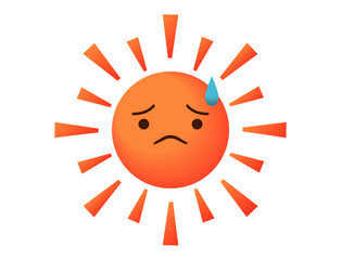 困惑して汗をかいている太陽