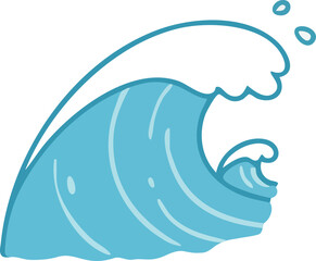 Cartoon Illustration of a Blue Ocean Wave