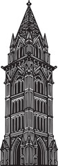 Fototapeta premium Detailed Illustration of a Gothic Tower on White Background, Arc