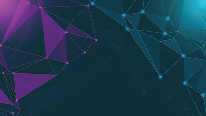 Modern abstract background with glowing polygonal mesh, gradient colors, and network lines ideal for tech, digital media, data connections, and futuristic design projects © Town GFX