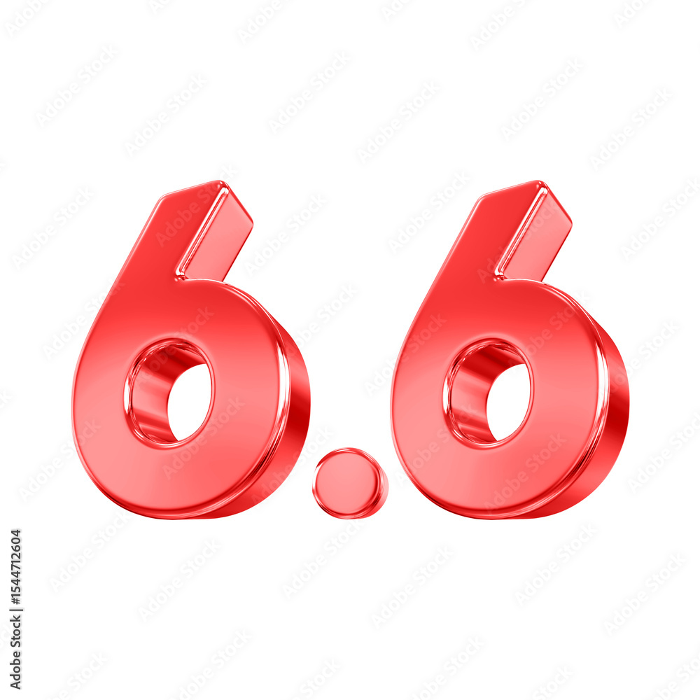 Poster a pair of shiny red number sixes with a dot between them on a black isolated background design eleme