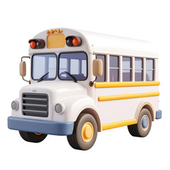 Classic school bus 3d rendering on transparent background