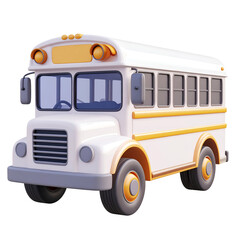 Classic school bus 3d rendering on transparent background