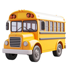 Classic yellow school bus isolated on transparent background